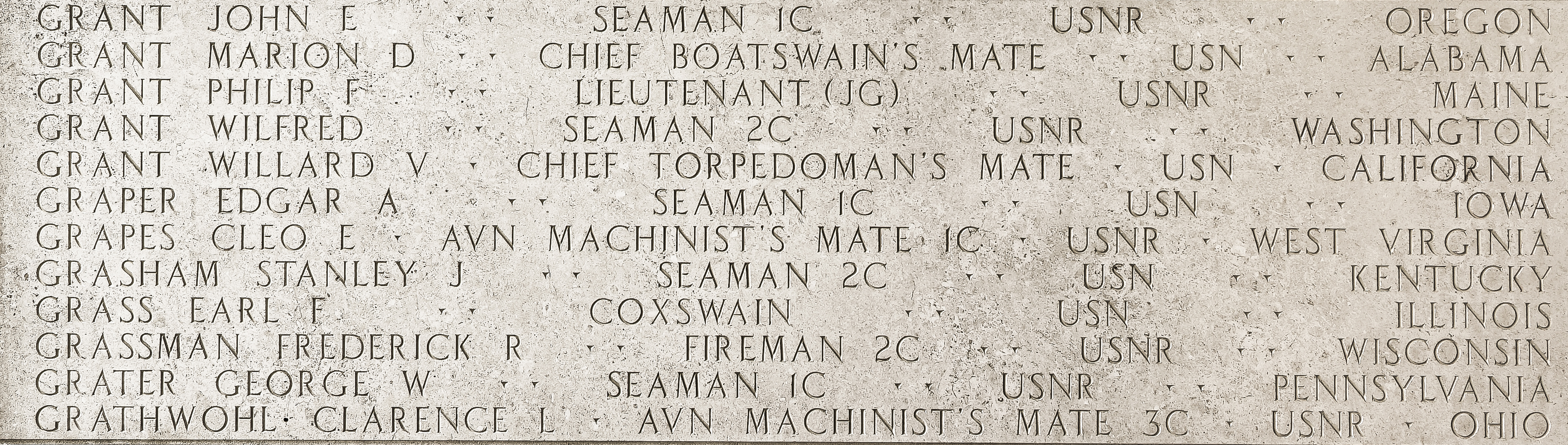 John E. Grant, Seaman First Class